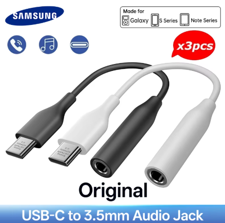 原装三星 Galaxy S25 S24 S23 S22 Ultra Plus A56 A36 A54 USB Type-C 转 AUX 音频适配器，3.5mm 耳机插孔母头连接线
