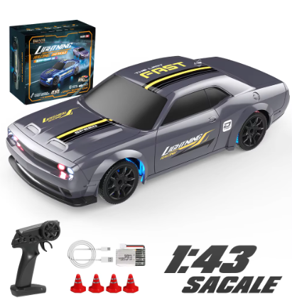 1/43遥控四驱车 2.4G遥控漂移赛车 15公里/小时高速越野RTR遥控车 带7色LED灯 儿童玩具礼物