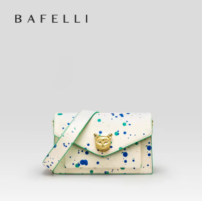 BAFELLI 2026 女士包包 时尚潮流 奢侈品牌 皮革翻盖斜挎包 猫咪夏季风格 原创设计师手袋