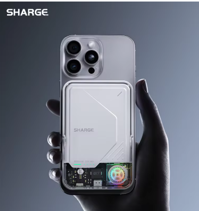 SHARGE ICEMAG 2 MagSafe 移动电源，15W Qi2 无线充电，带主动散热，10000mAh 电池组，适用于 iPhone 16/15 和 Galaxy