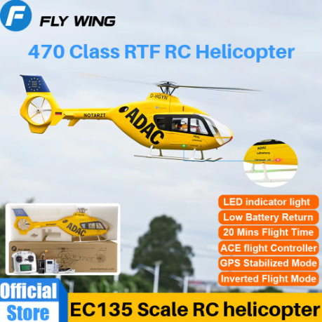 FLYWING EC135遥控直升机，带LED灯，ACE飞行控制系统，EC135比例直升机，470级遥控直升机，四叶6通道遥控直升机